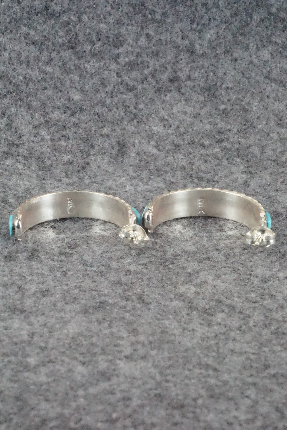 Turquoise & Sterling Silver Inlay Earrings - Malcolm Chavez