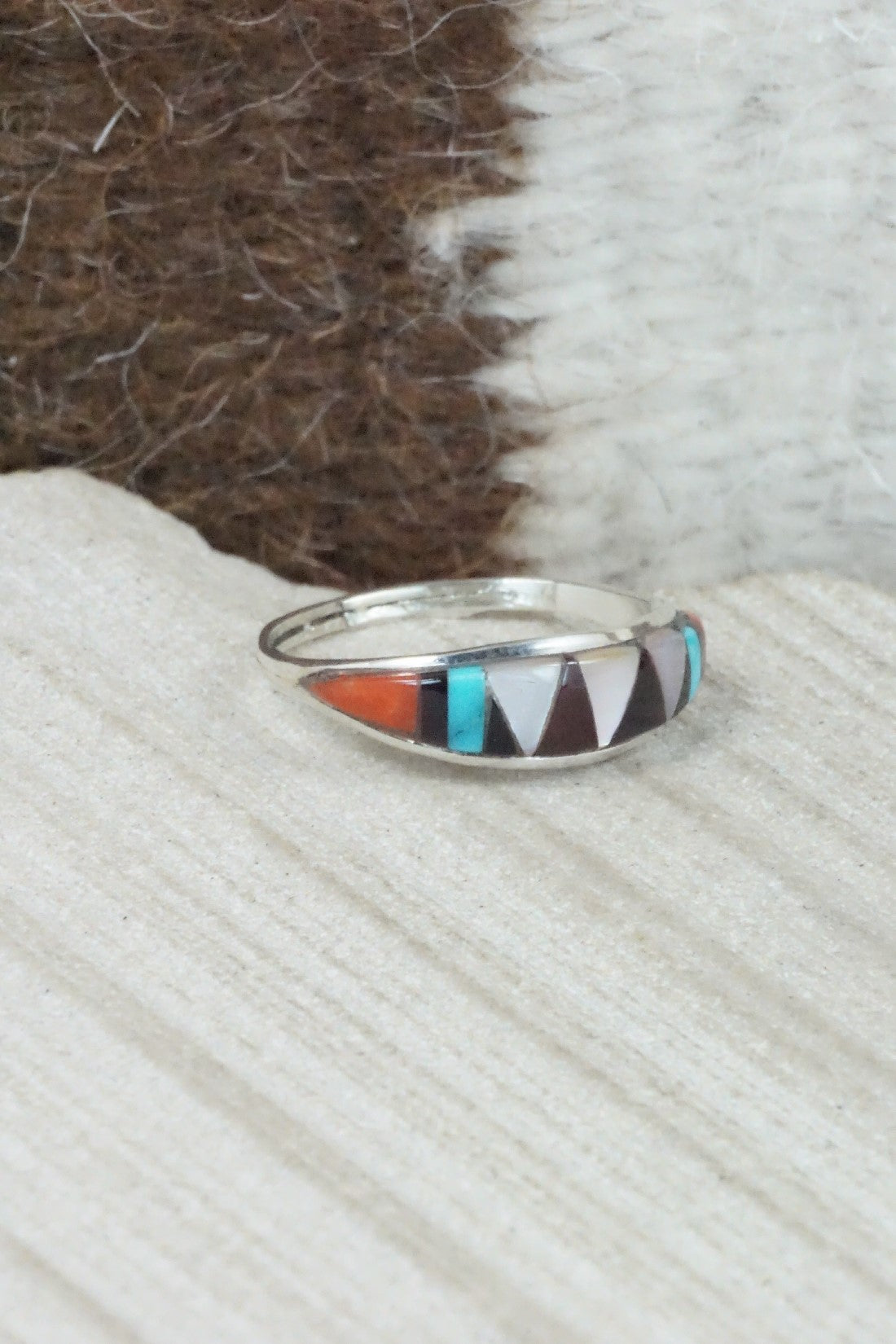 Multi Stone & Sterling Silver Ring - Cena Hernandez - Size 7