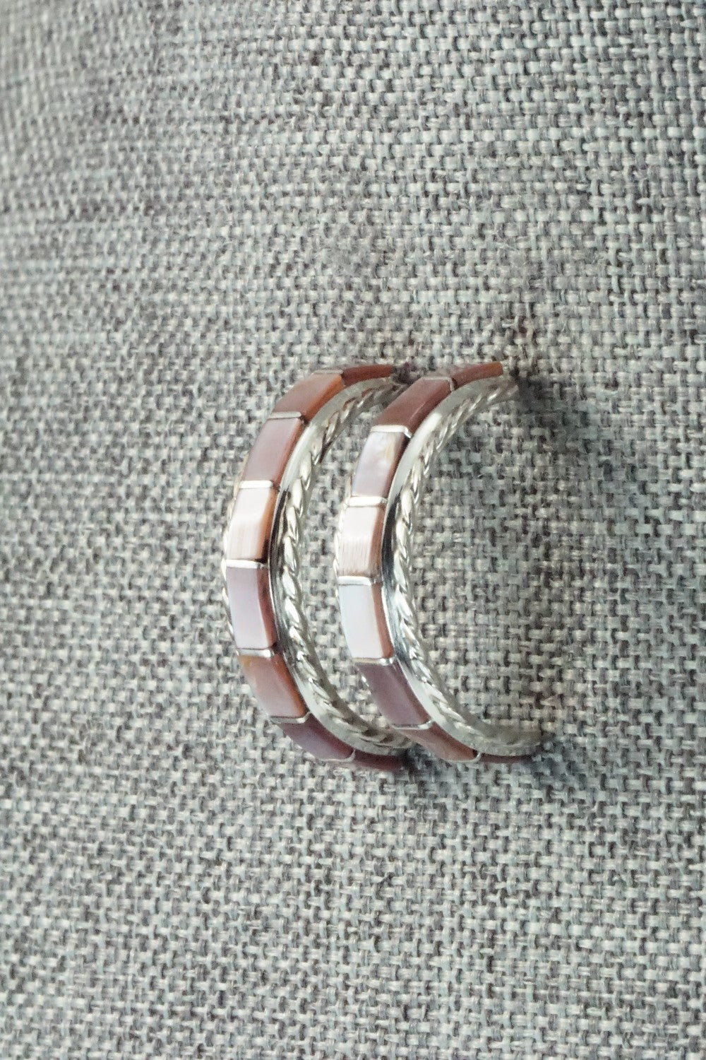 Mother of Pearl & Sterling Silver Inlay Earrings - Malcolm Chavez
