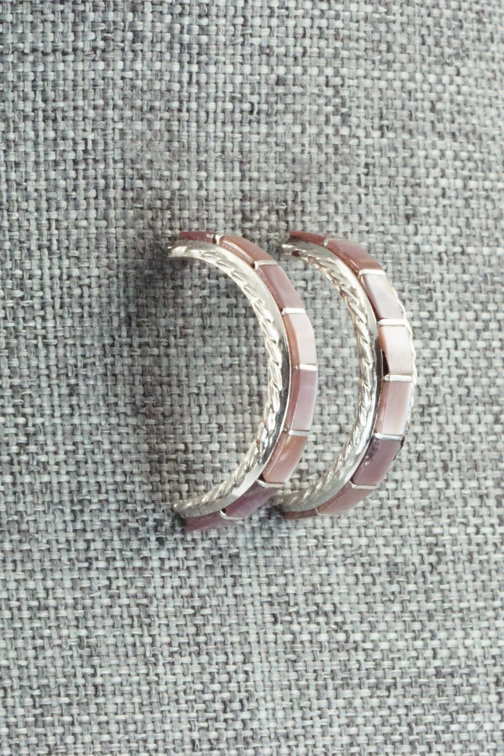 Mother of Pearl & Sterling Silver Inlay Earrings - Malcolm Chavez