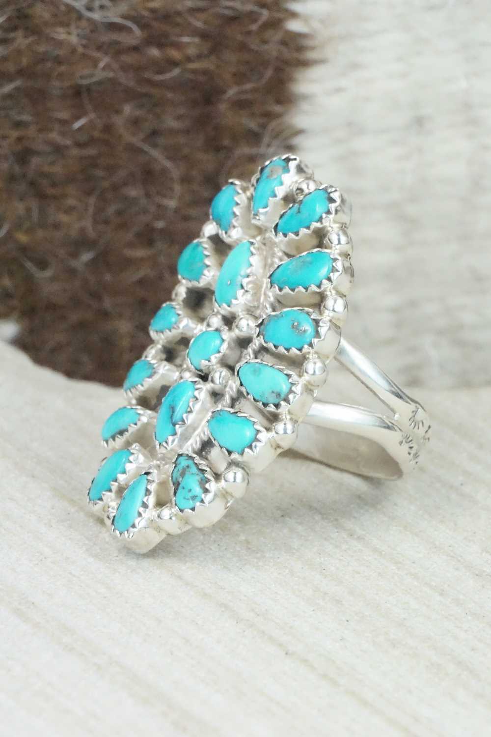 Turquoise and Sterling Silver Ring - Justina Wilson - Size 11