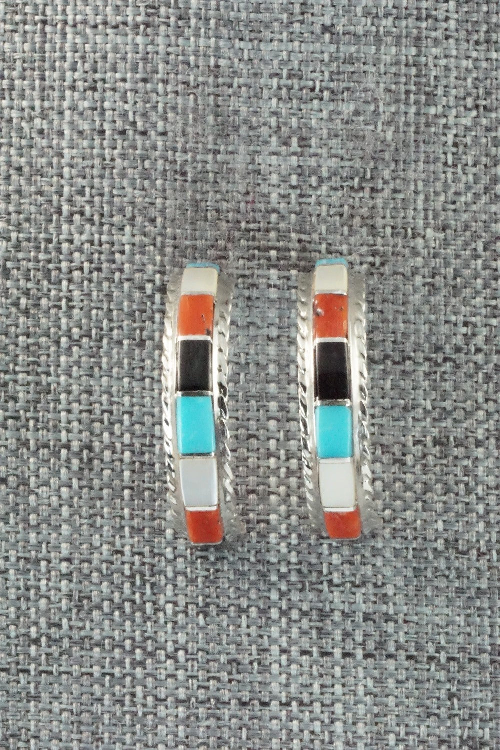 Multi Stone & Sterling Silver Inlay Earrings - Malcolm Chavez