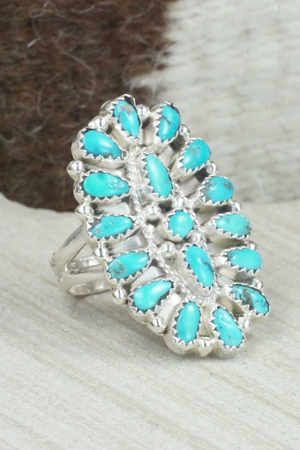 Turquoise and Sterling Silver Ring - Justina Wilson - Size 11