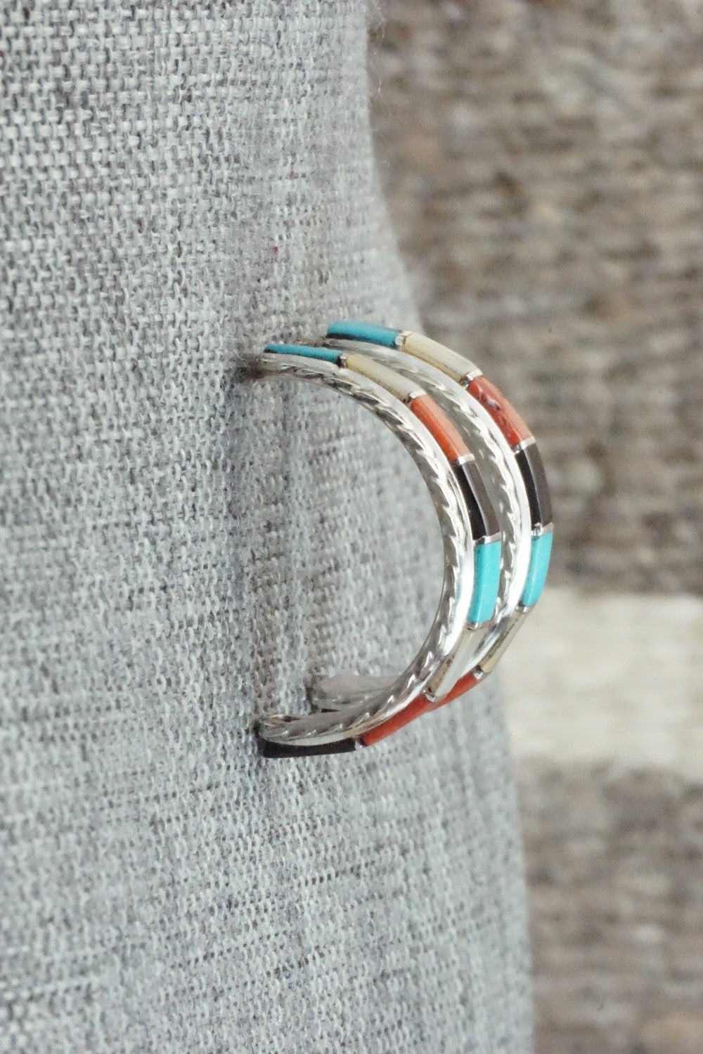 Multi Stone & Sterling Silver Inlay Earrings - Malcolm Chavez
