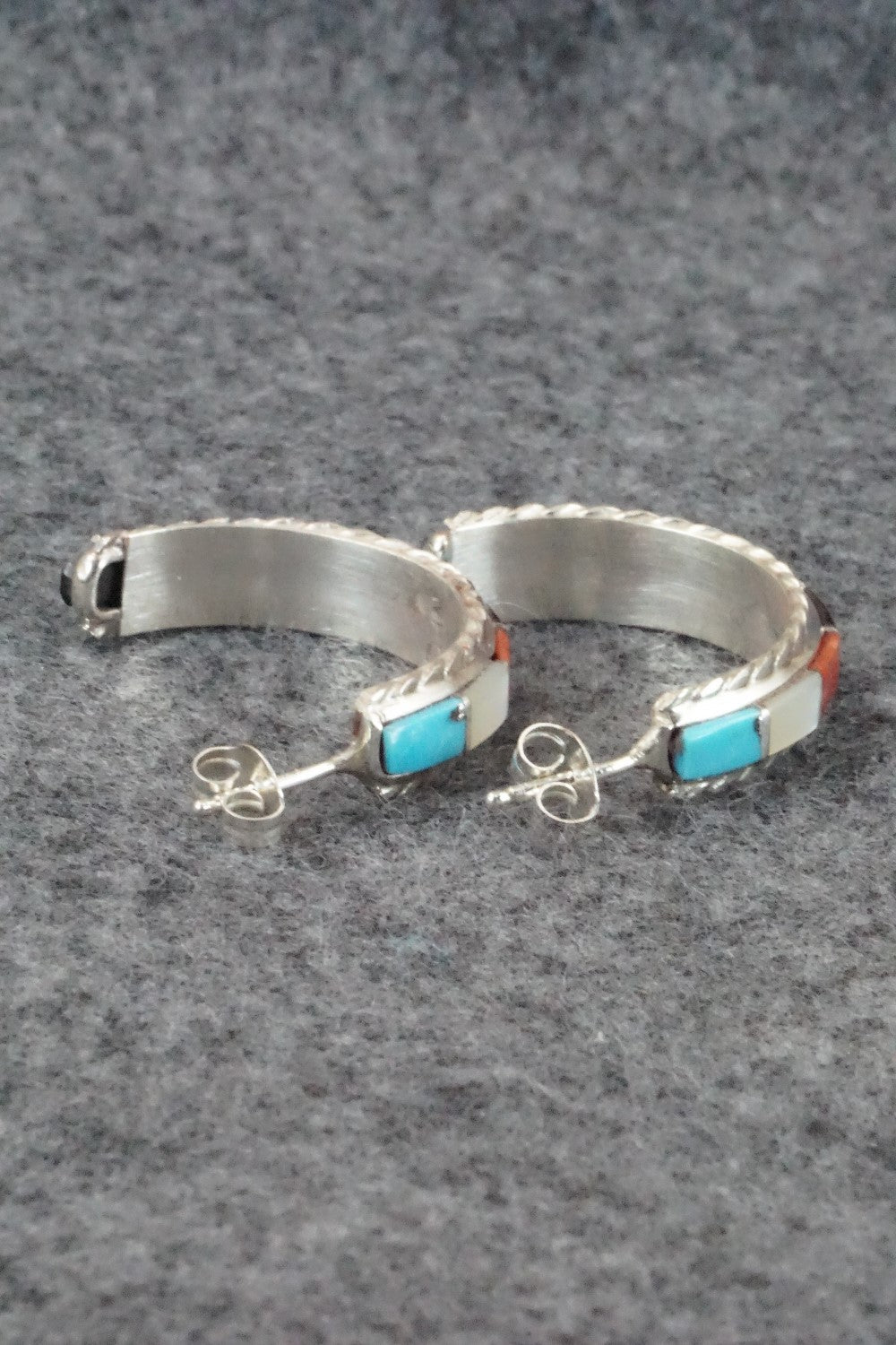 Multi Stone & Sterling Silver Inlay Earrings - Malcolm Chavez