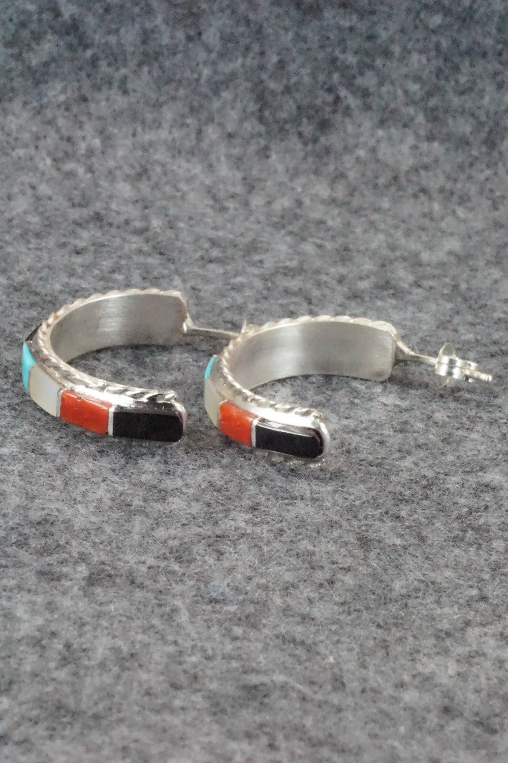 Multi Stone & Sterling Silver Inlay Earrings - Malcolm Chavez
