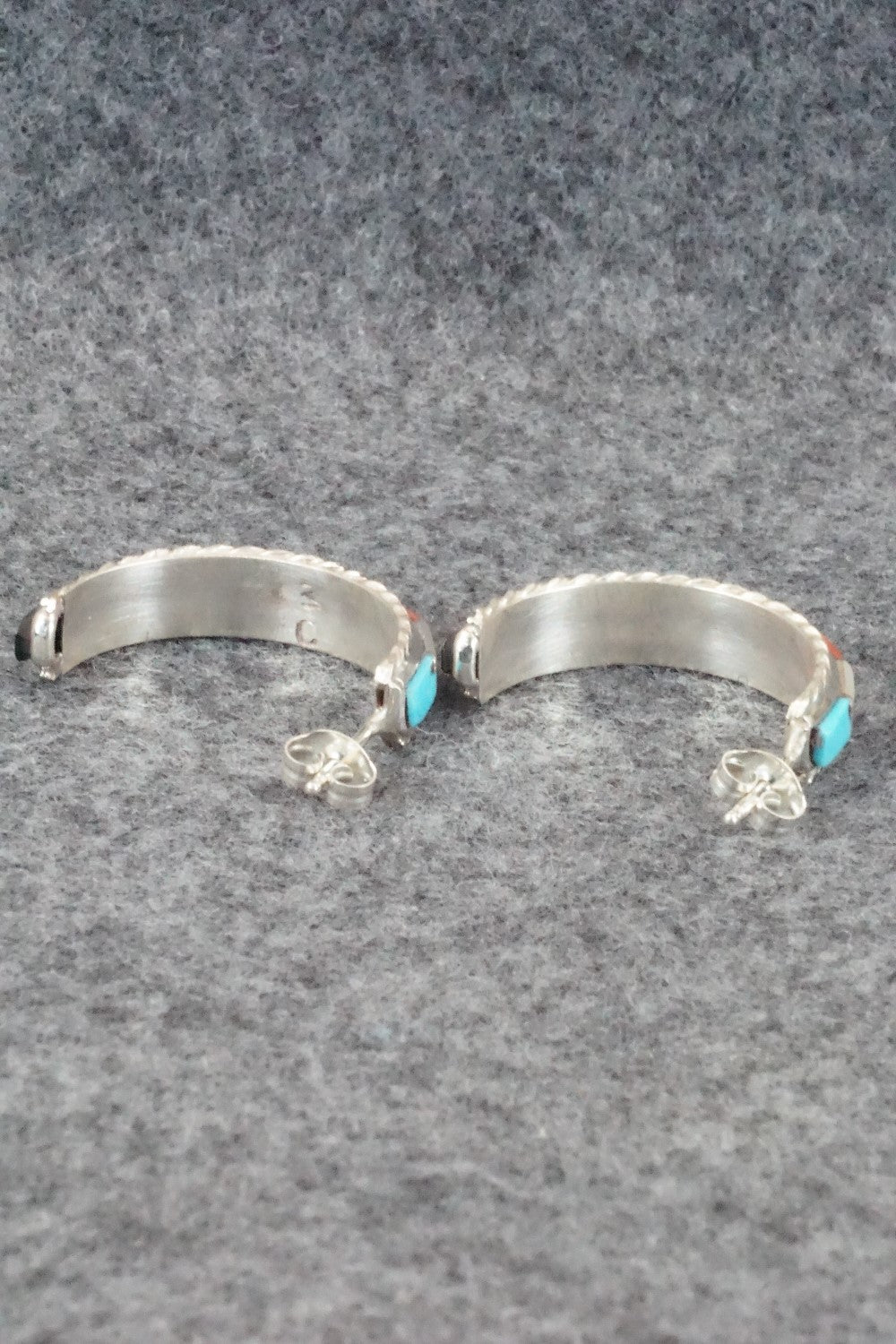 Multi Stone & Sterling Silver Inlay Earrings - Malcolm Chavez
