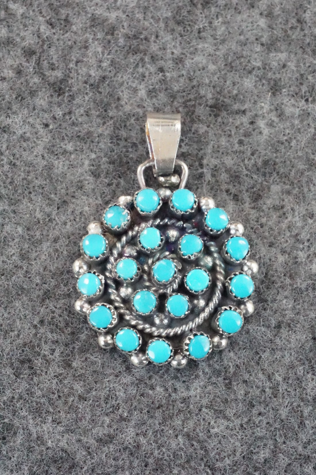 Turquoise & Sterling Silver Pendant - Lorencita Walela