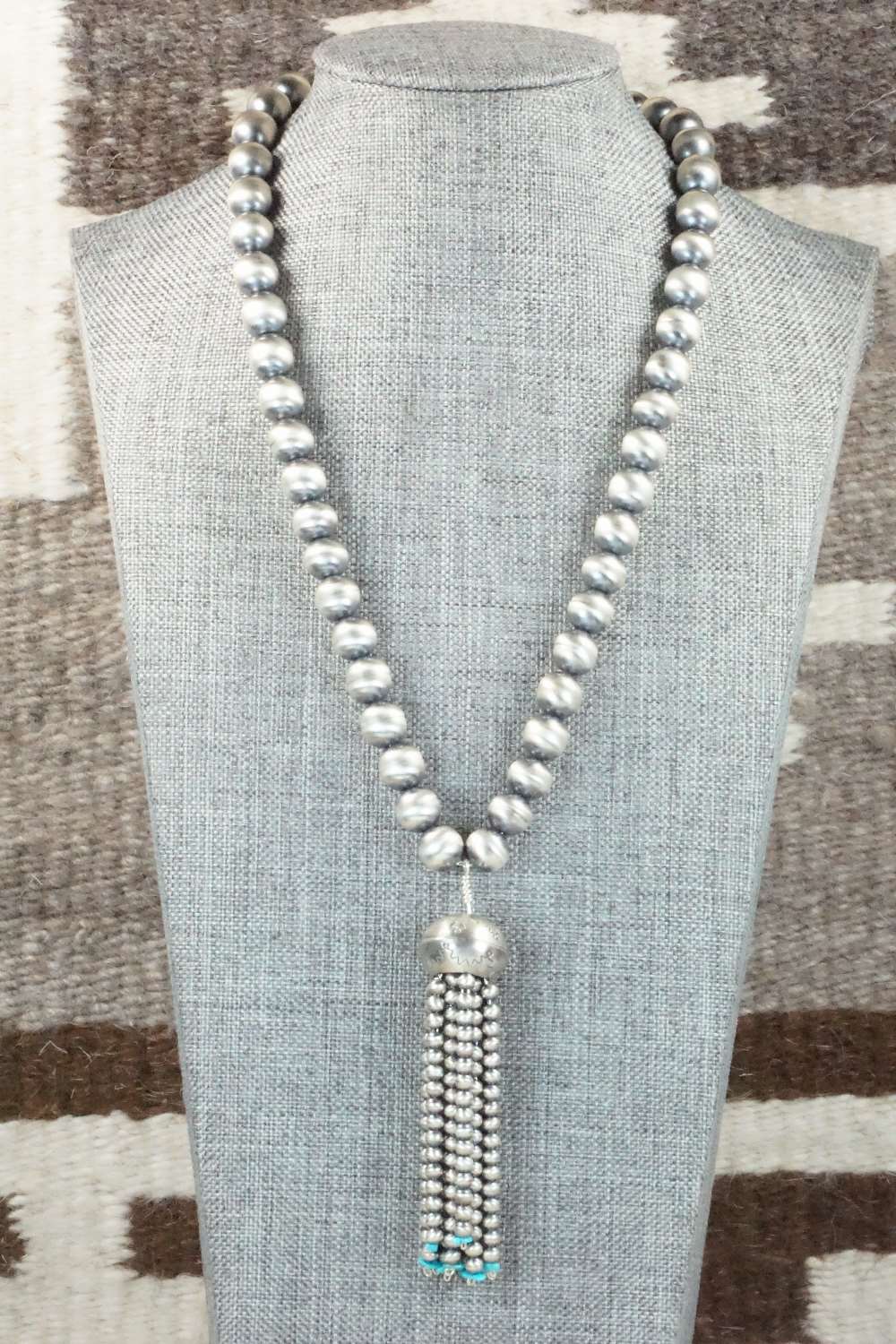 Turquoise and Sterling Silver Navajo Pearl Necklace - Jan Mariano