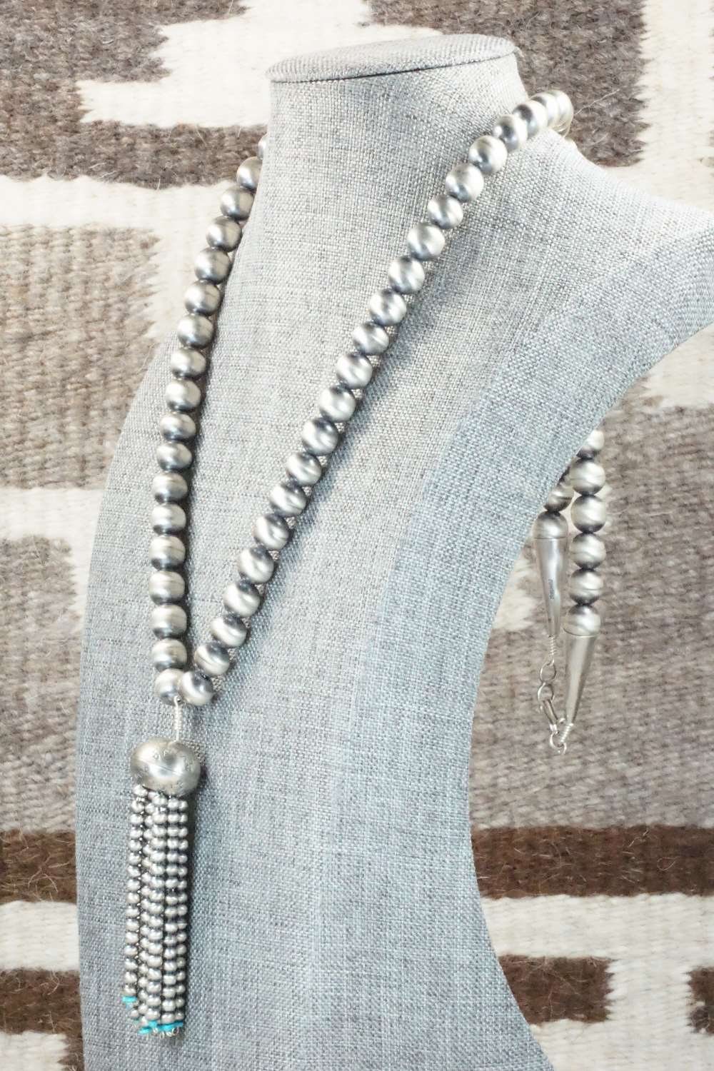 Turquoise and Sterling Silver Navajo Pearl Necklace - Jan Mariano