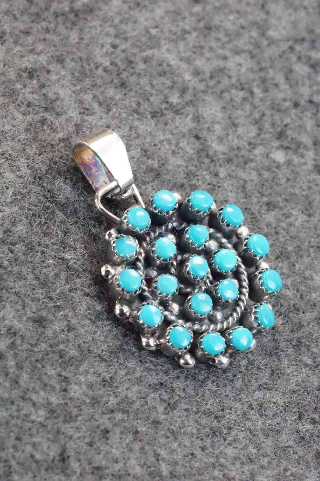 Turquoise & Sterling Silver Pendant - Lorencita Walela