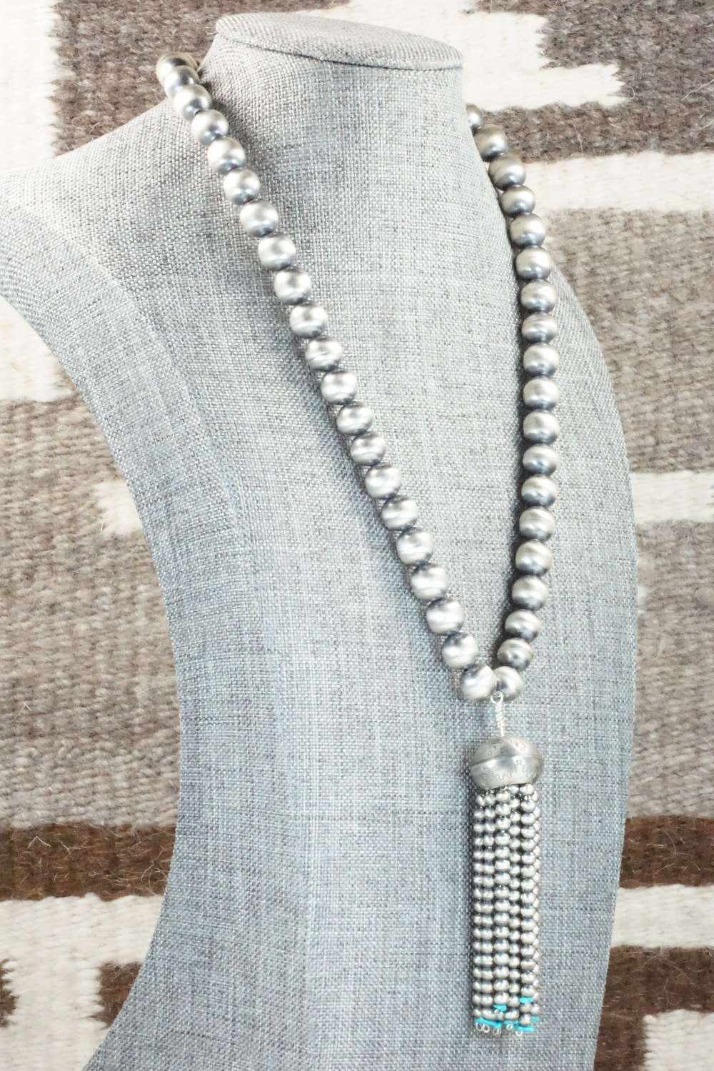 Turquoise and Sterling Silver Navajo Pearl Necklace - Jan Mariano