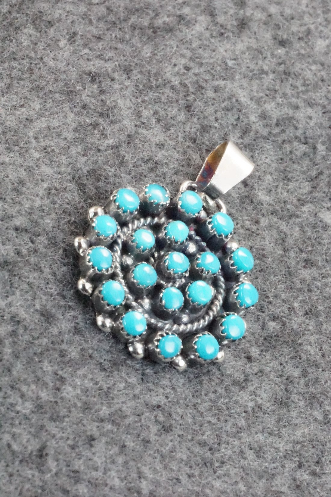 Turquoise & Sterling Silver Pendant - Lorencita Walela