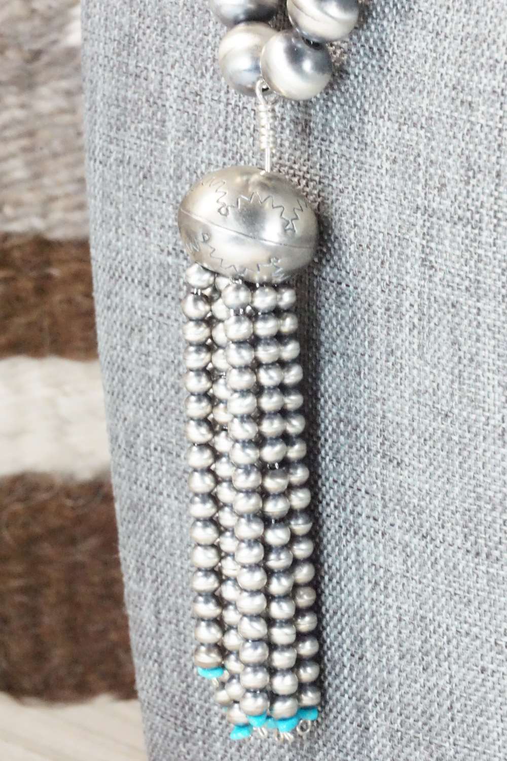 Turquoise and Sterling Silver Navajo Pearl Necklace - Jan Mariano