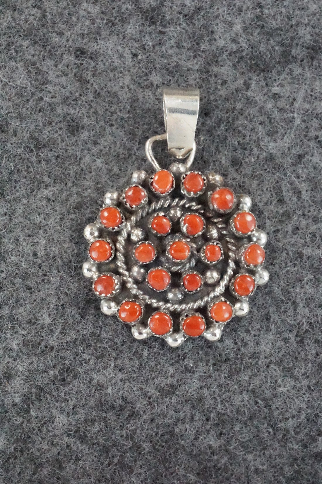 Coral & Sterling Silver Pendant - Lorencita Walela