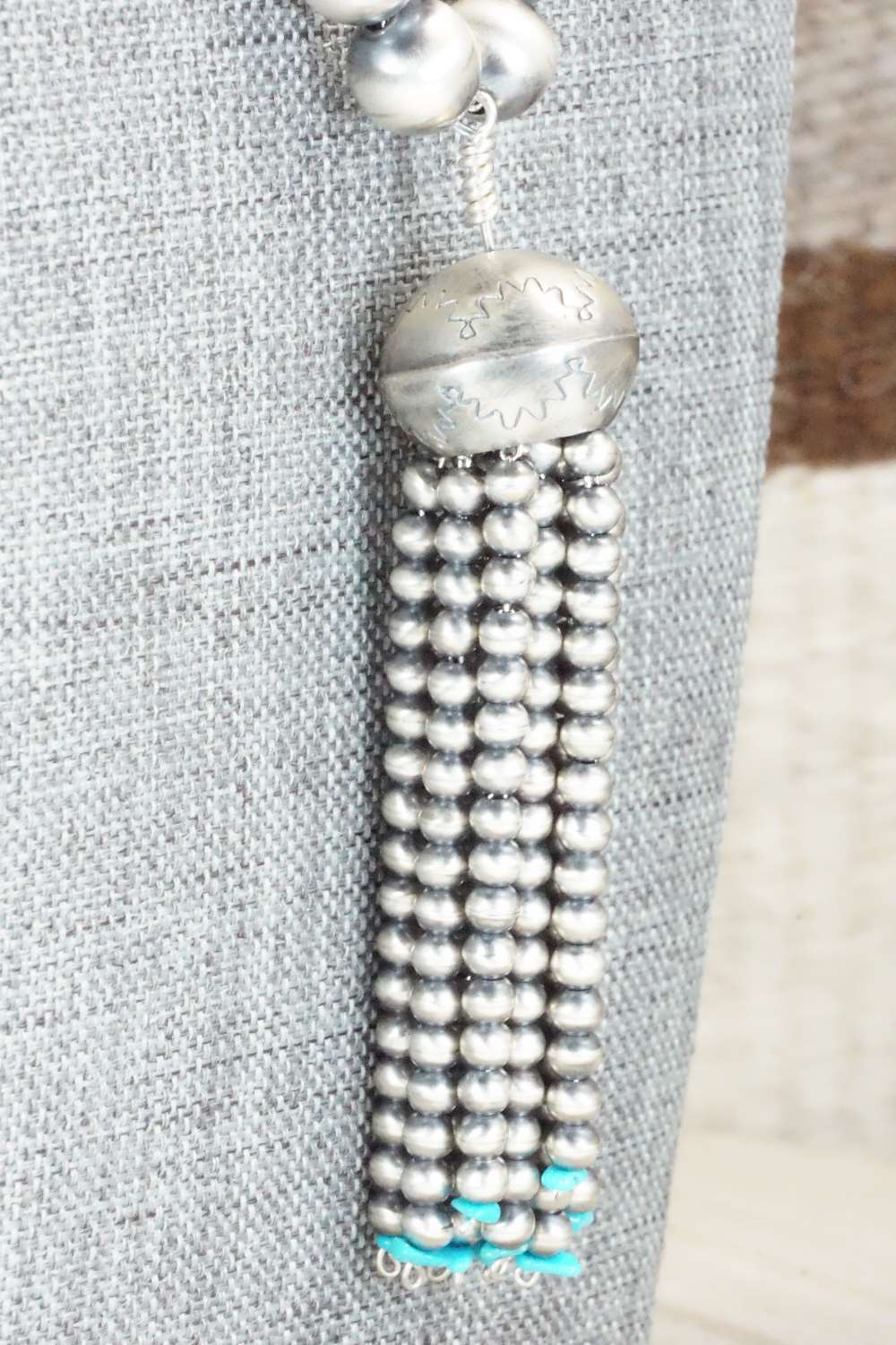 Turquoise and Sterling Silver Navajo Pearl Necklace - Jan Mariano