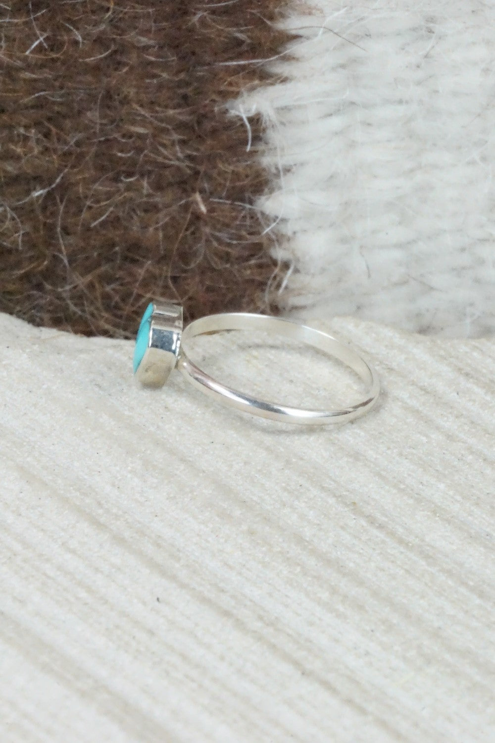 Turquoise & Sterling Silver Ring - A Lalio - Size 3.75