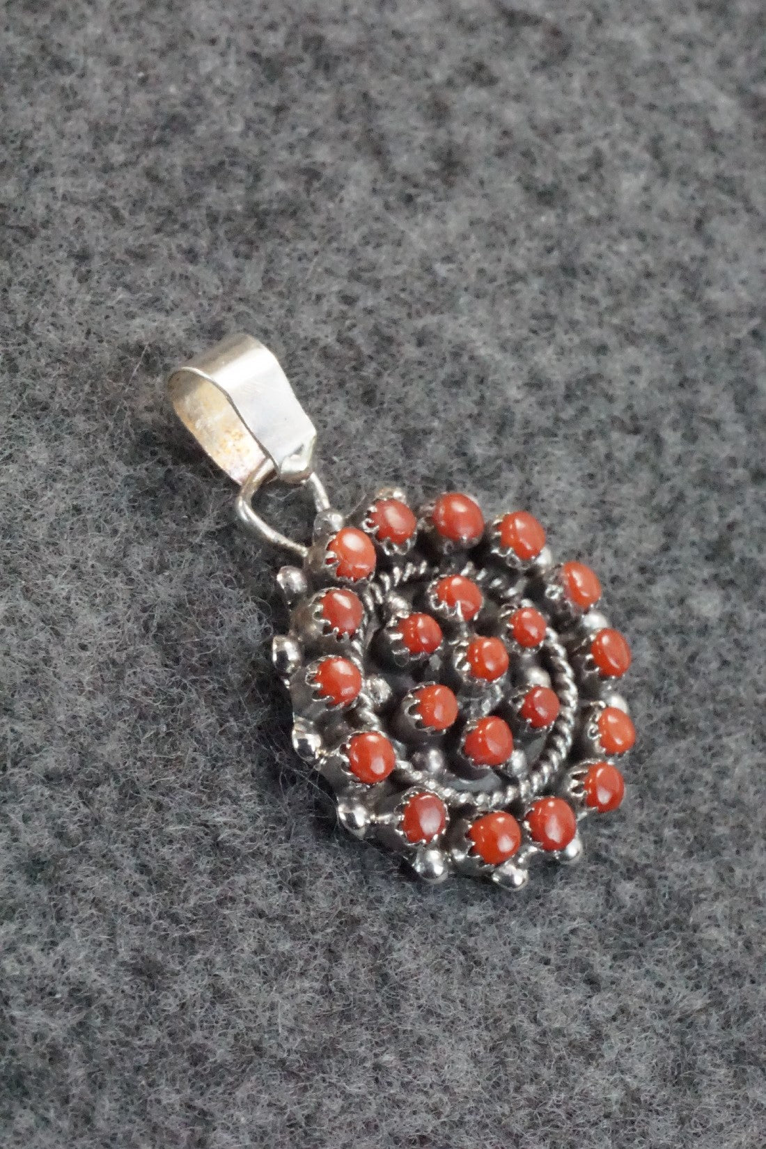 Coral & Sterling Silver Pendant - Lorencita Walela