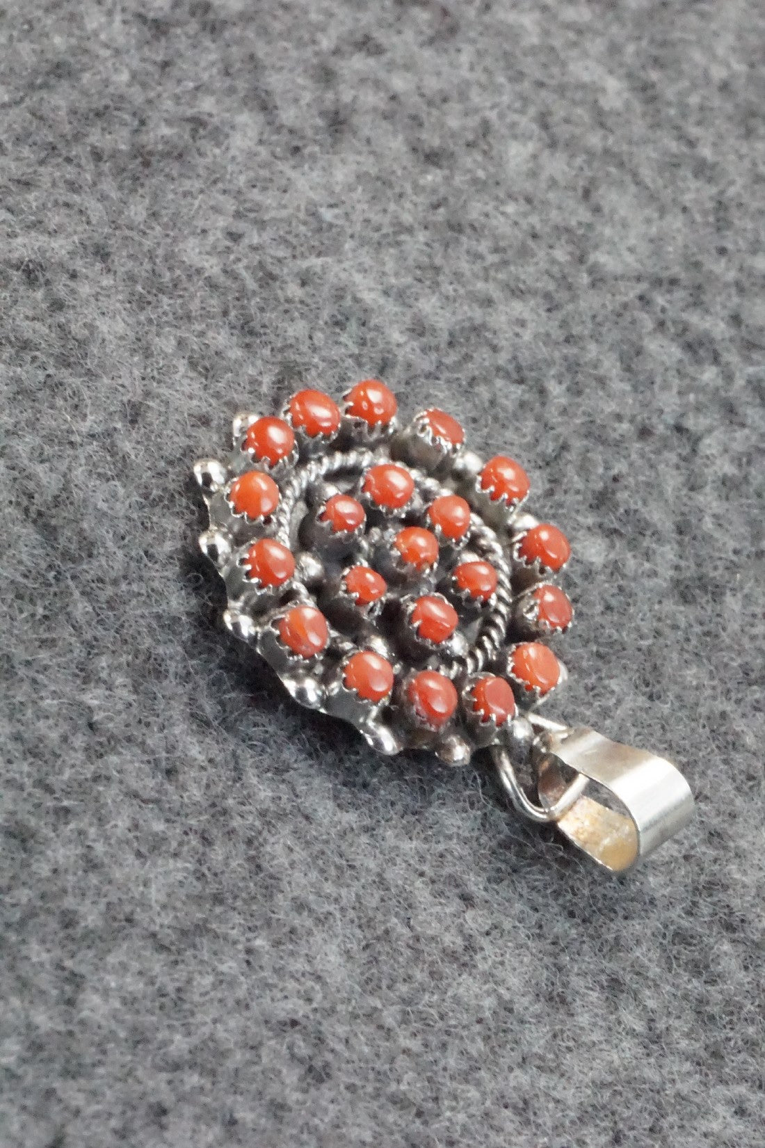 Coral & Sterling Silver Pendant - Lorencita Walela