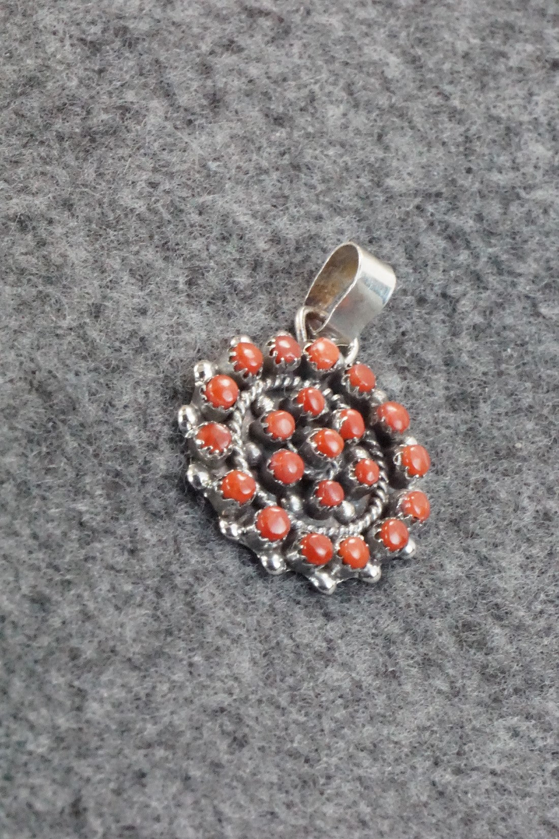 Coral & Sterling Silver Pendant - Lorencita Walela