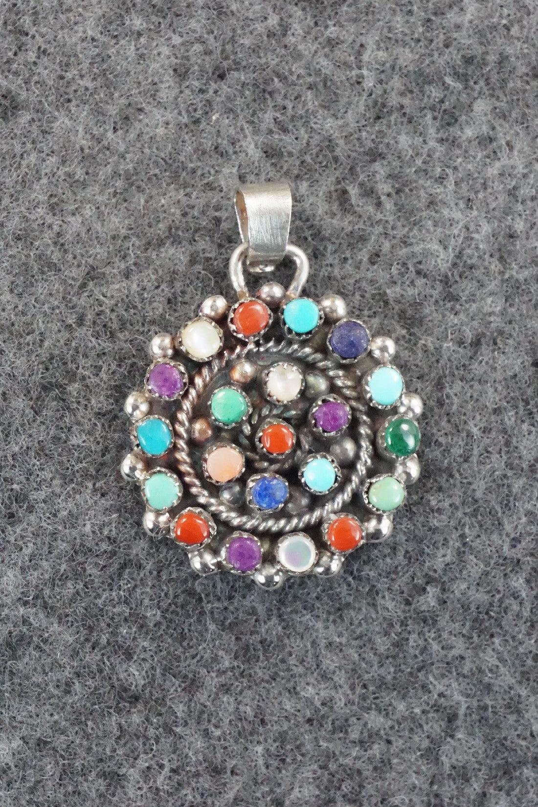 Multi Stone & Sterling Silver Pendant - Lorencita Walela