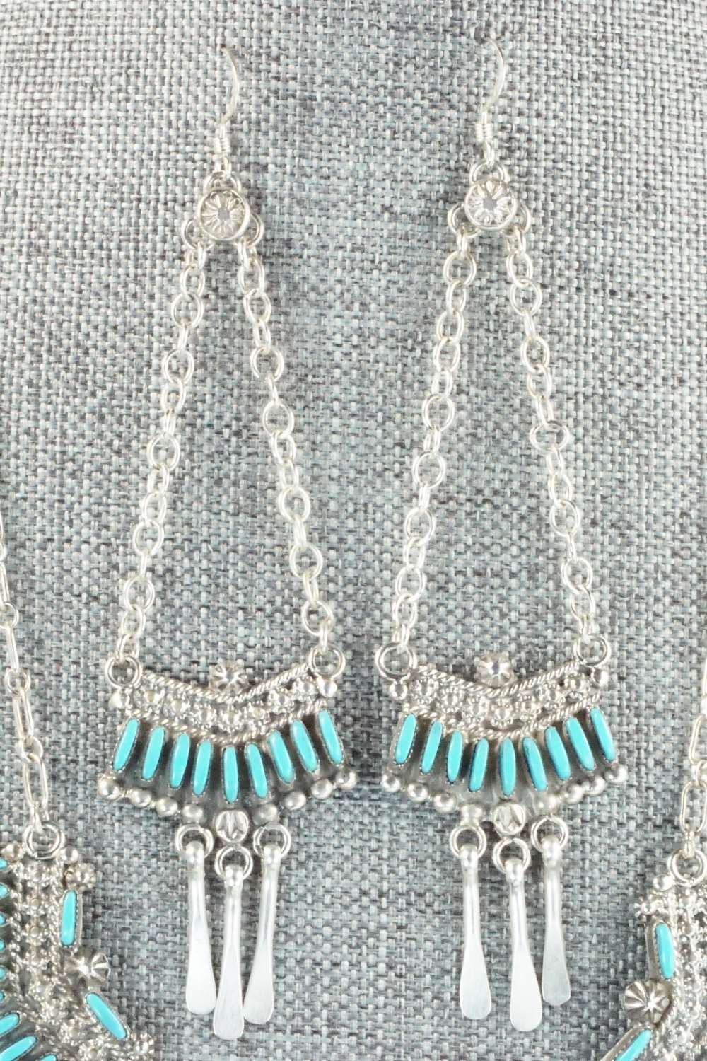 Turquoise & Sterling Silver Necklace and Earrings Set - Levon Loncassion