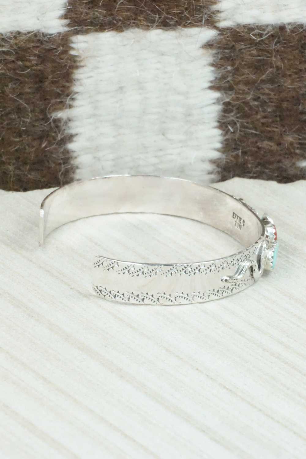Turquoise, Coral & Sterling Silver Bracelet - Joy Calavaza