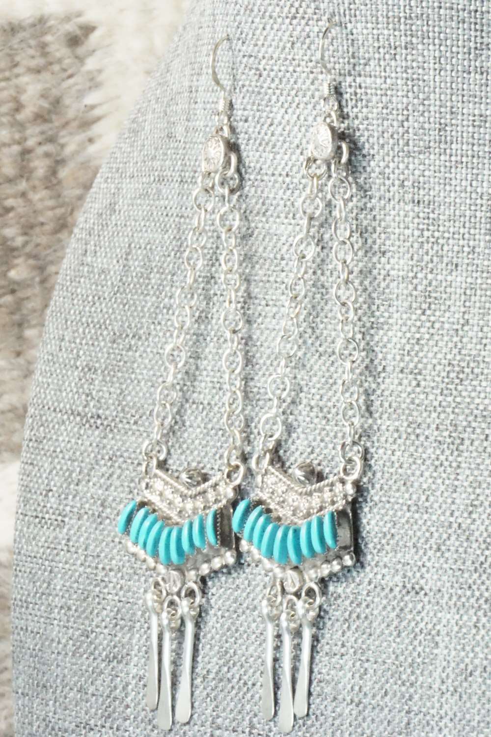 Turquoise & Sterling Silver Necklace and Earrings Set - Levon Loncassion