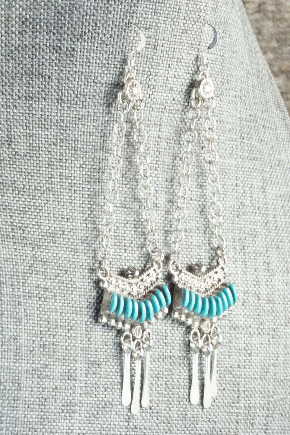 Turquoise & Sterling Silver Necklace and Earrings Set - Levon Loncassion
