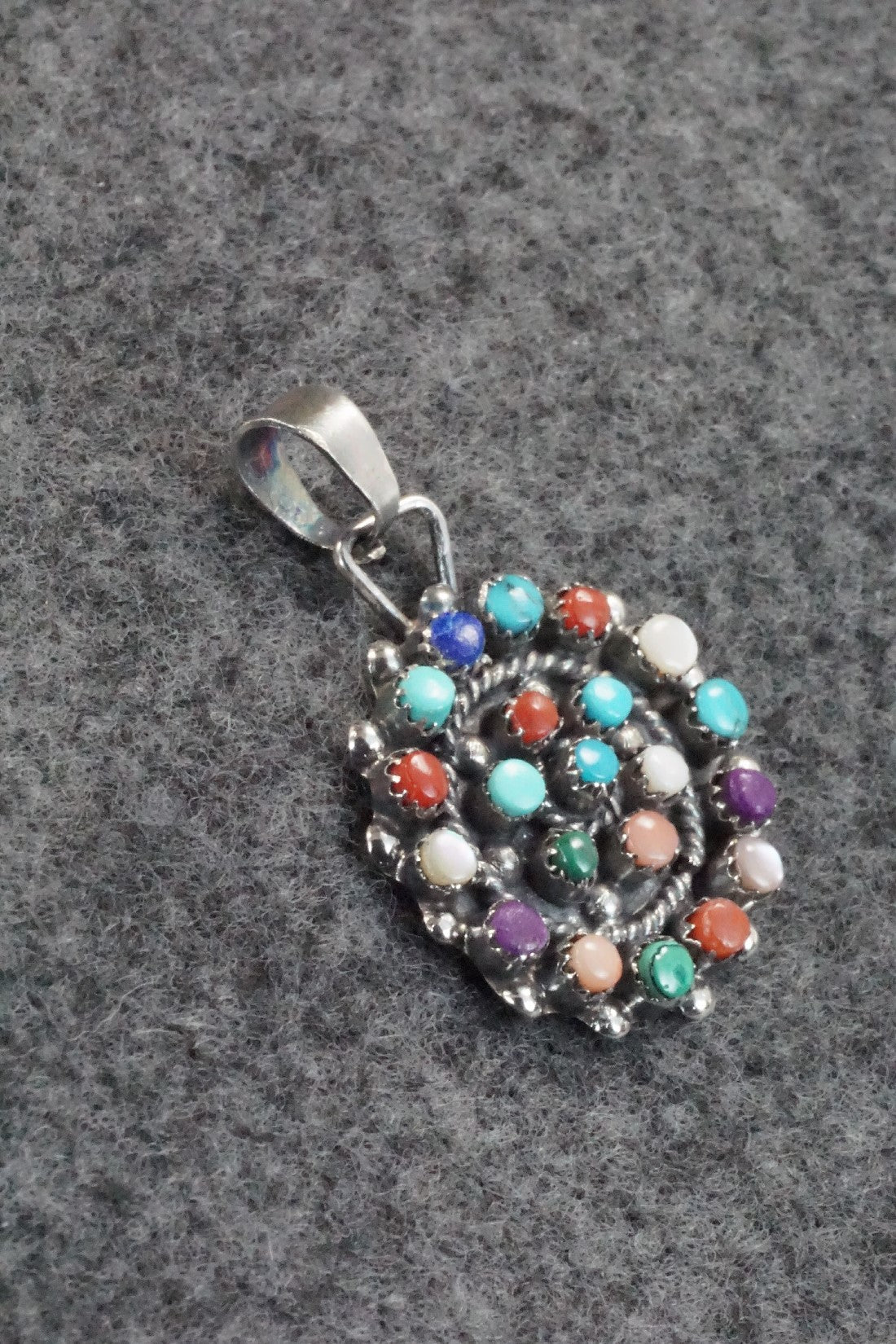 Multi Stone & Sterling Silver Pendant - Lorencita Walela