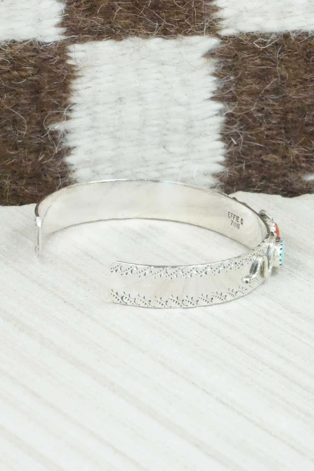 Turquoise, Coral & Sterling Silver Bracelet - Joy Calavaza