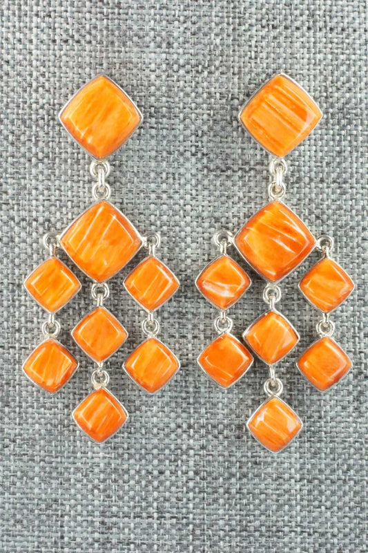 Spiny Oyster & Sterling Silver Earrings - Cathy Webster