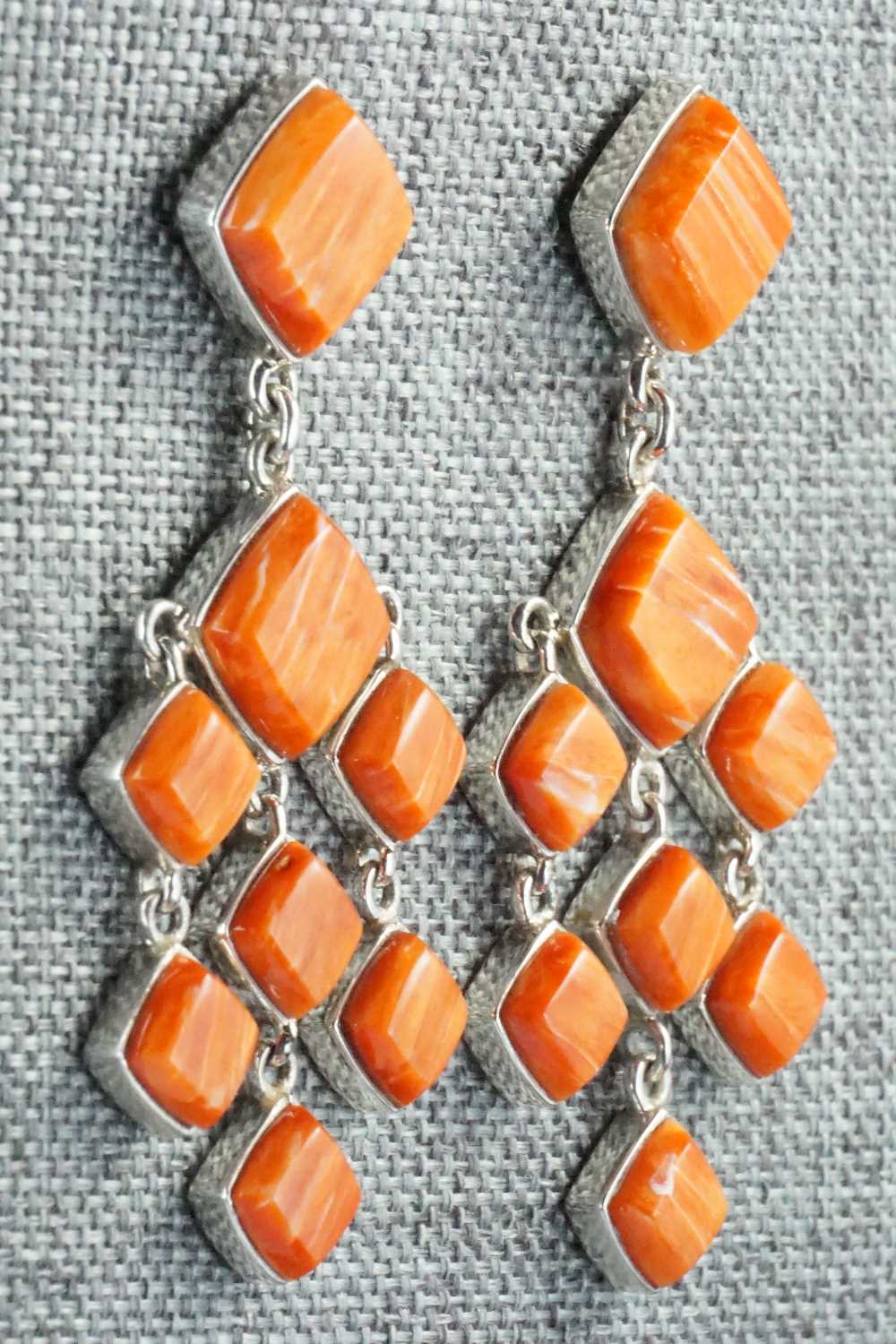 Spiny Oyster & Sterling Silver Earrings - Cathy Webster