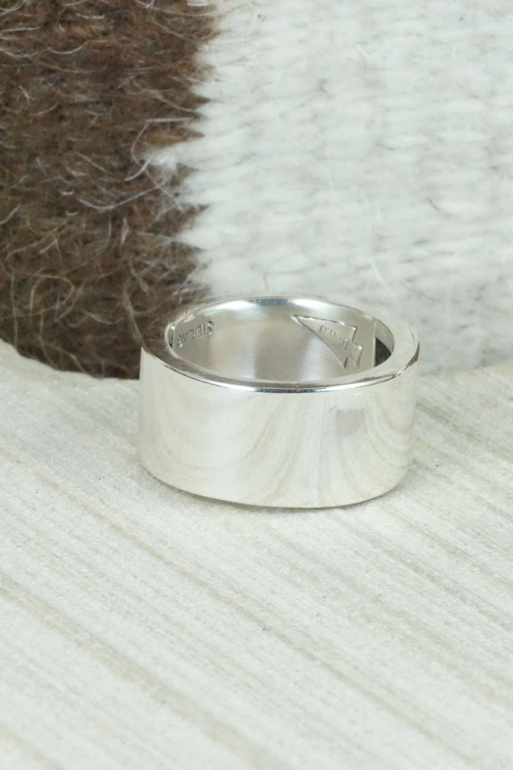 Turquoise & Sterling Silver Inlay Ring - Bruce Johnson - Size 10.75