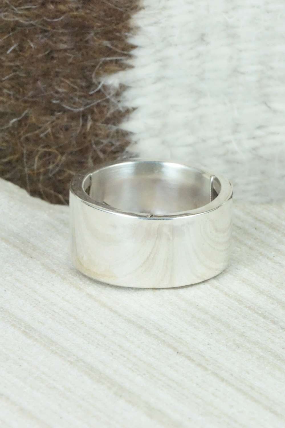 Turquoise & Sterling Silver Inlay Ring - Bruce Johnson - Size 12