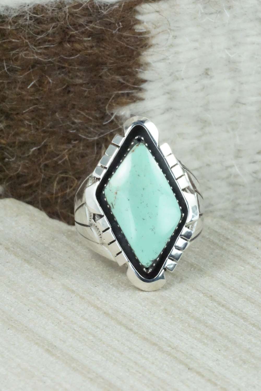 Turquoise & Sterling Silver Ring - Harold Becenti - Size 7.75