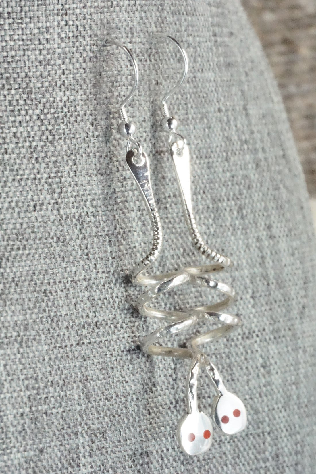 Coral & Sterling Silver Earrings - Joy Calavaza