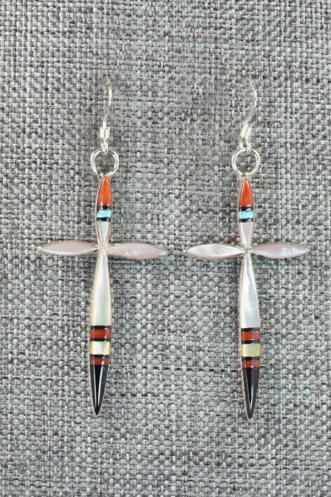 Multi Stone & Sterling Silver Inlay Earrings - Lynette Bowannie