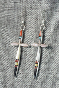 Multi Stone & Sterling Silver Inlay Earrings - Lynette Bowannie