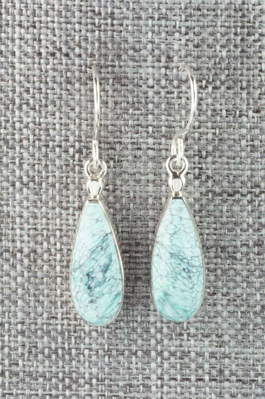Turquoise & Sterling Silver Earrings - Kenneth Bitsie
