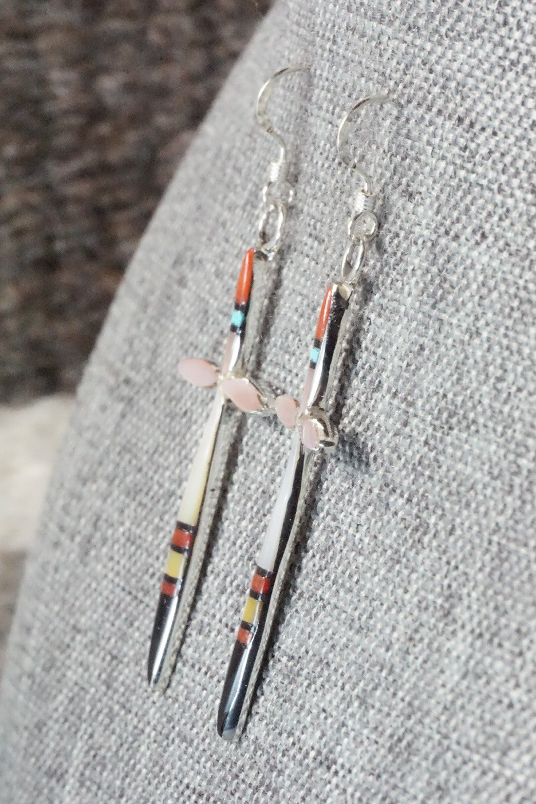 Multi Stone & Sterling Silver Inlay Earrings - Lynette Bowannie