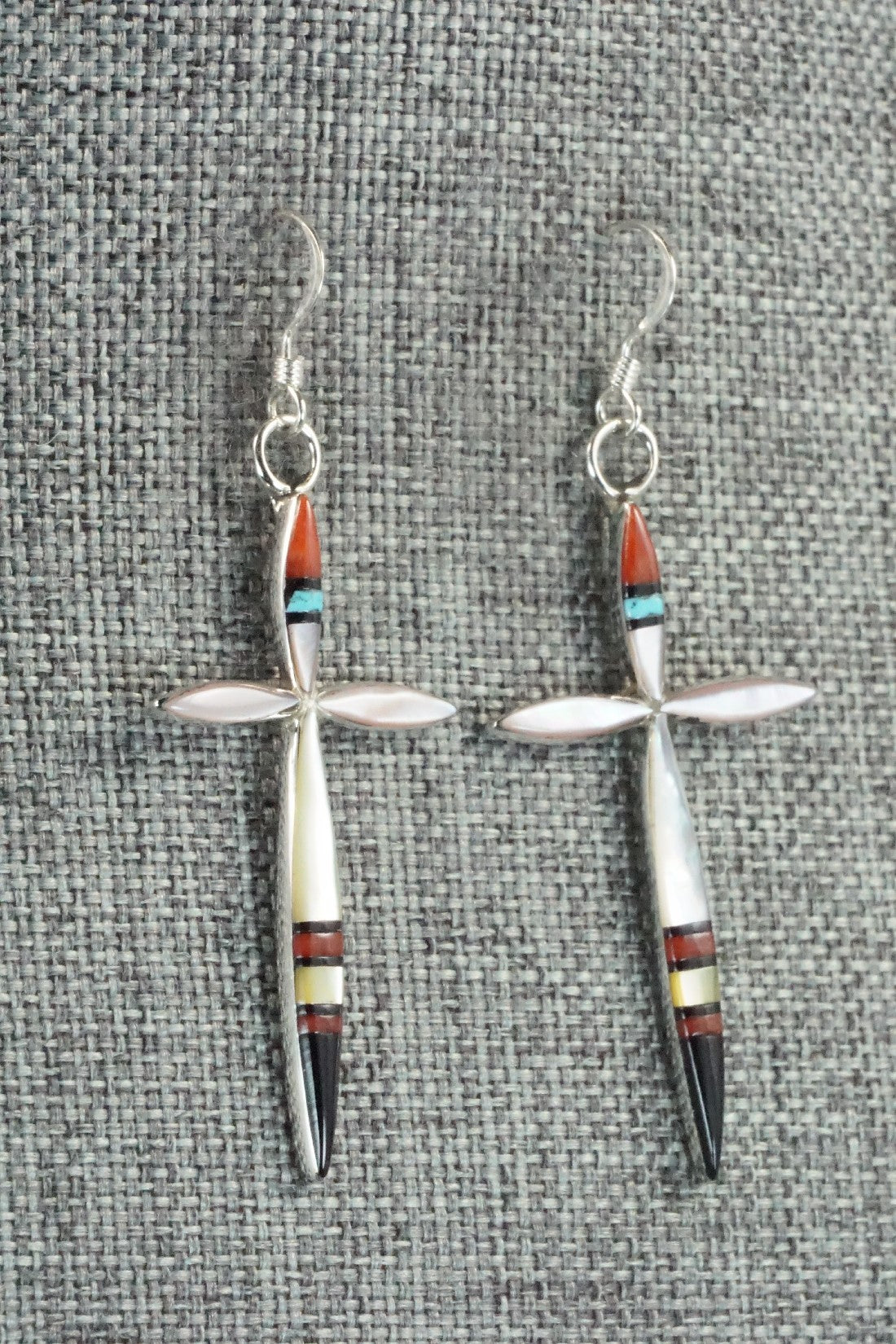 Multi Stone & Sterling Silver Inlay Earrings - Lynette Bowannie