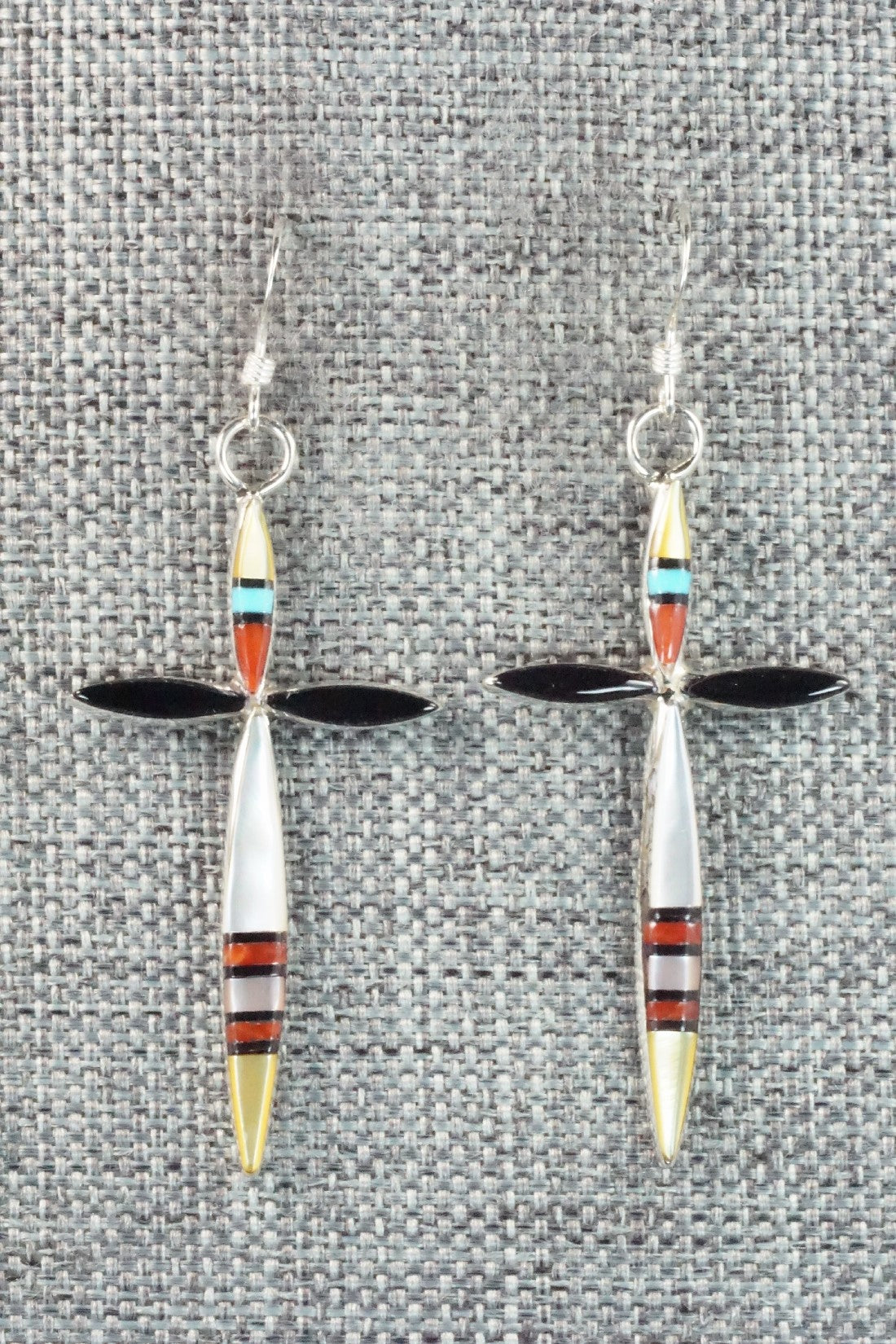 Multi Stone & Sterling Silver Inlay Earrings - Lynette Bowannie