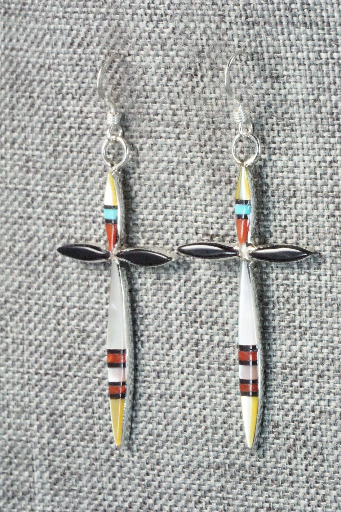 Multi Stone & Sterling Silver Inlay Earrings - Lynette Bowannie