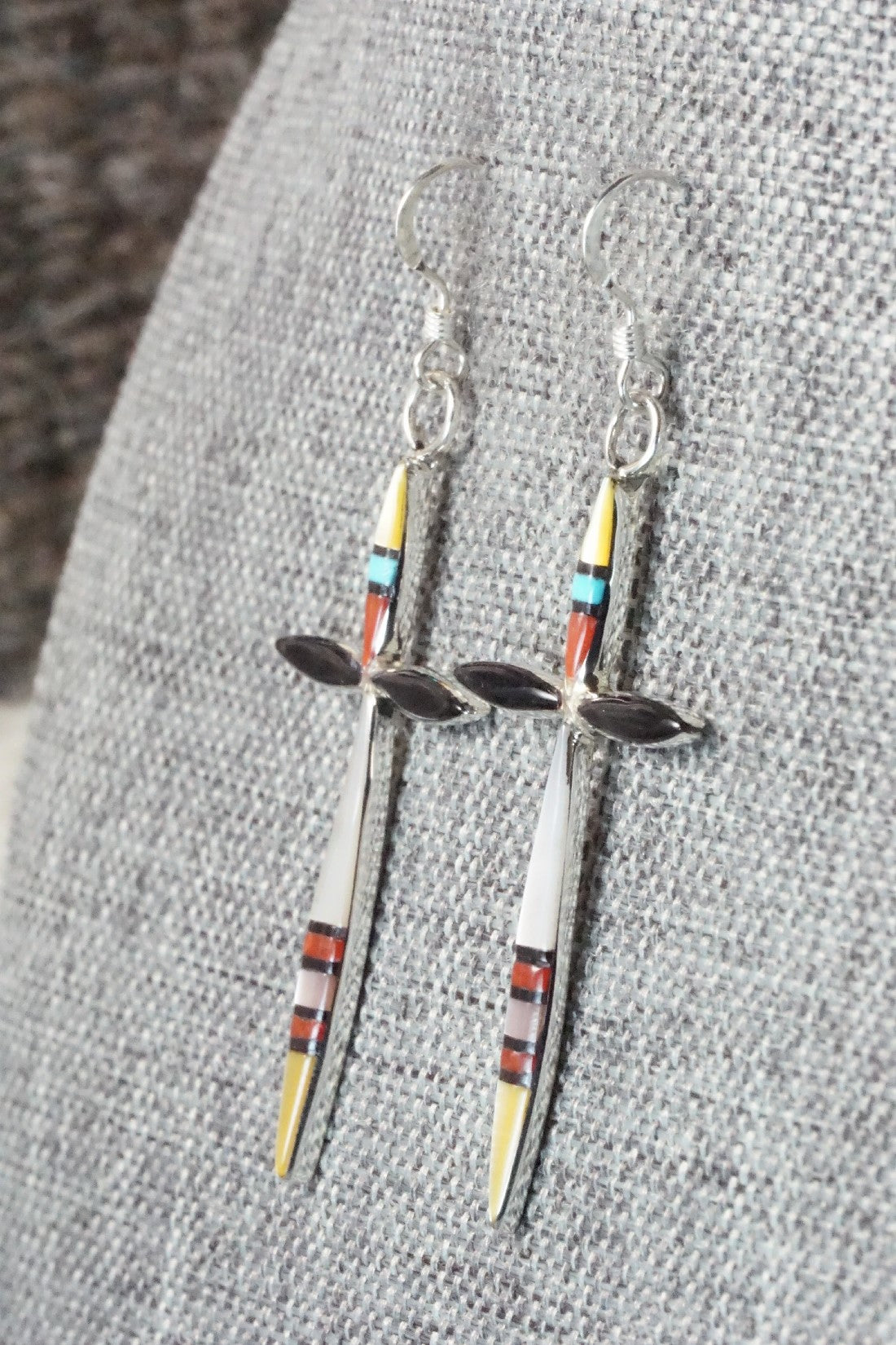Multi Stone & Sterling Silver Inlay Earrings - Lynette Bowannie