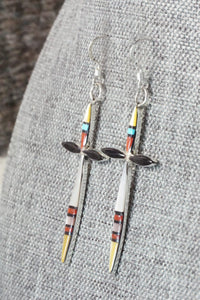Multi Stone & Sterling Silver Inlay Earrings - Lynette Bowannie