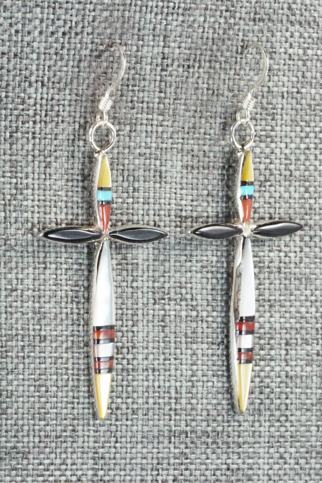 Multi Stone & Sterling Silver Inlay Earrings - Lynette Bowannie
