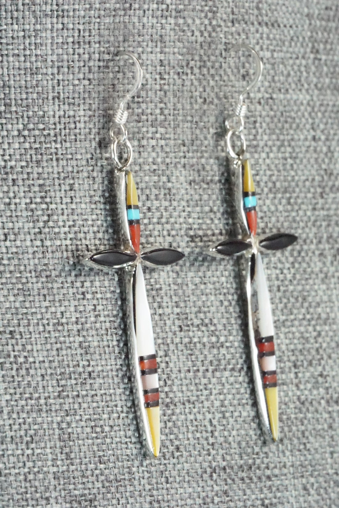 Multi Stone & Sterling Silver Inlay Earrings - Lynette Bowannie