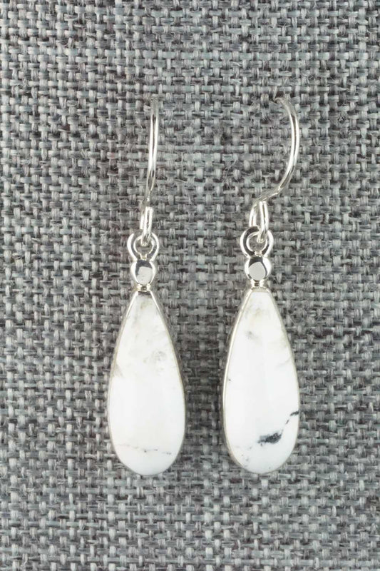 White Buffalo & Sterling Silver Earrings - Kenneth Bitsie