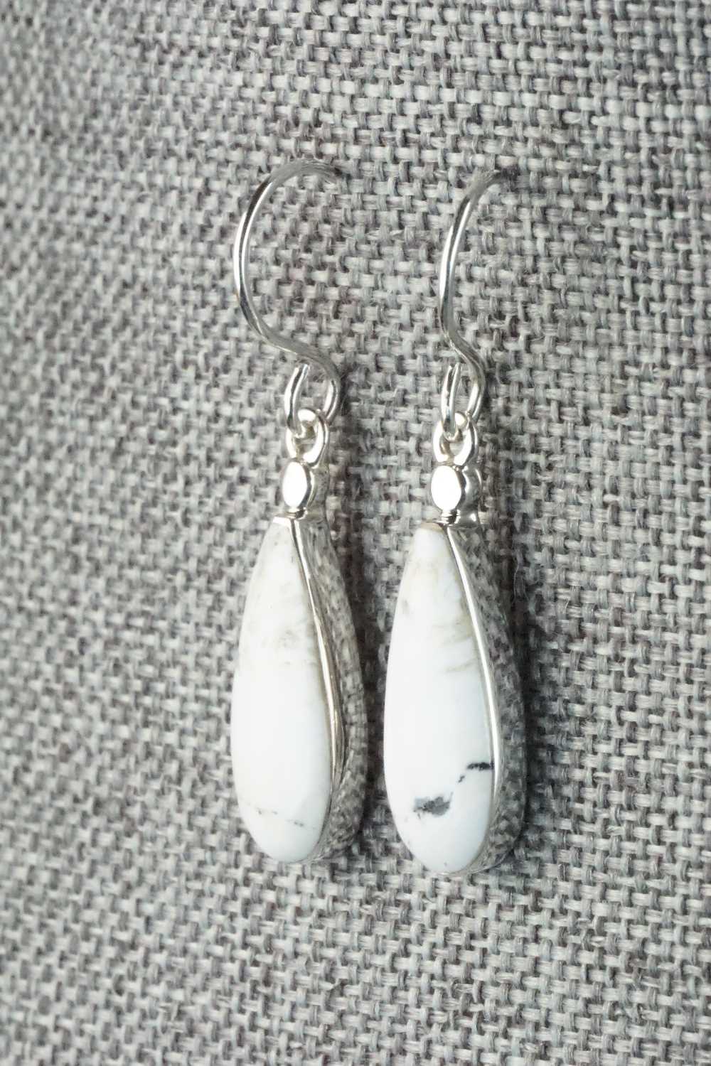 White Buffalo & Sterling Silver Earrings - Kenneth Bitsie